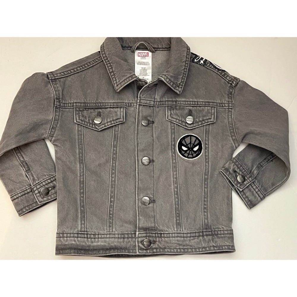 Marvel Boys Gray Denim Spider Patch Jean Jacket